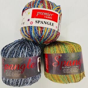 Premier Spangle Yarn Metallic Glitter SPARKLING WATER  CARNICAL Emerald Crrown